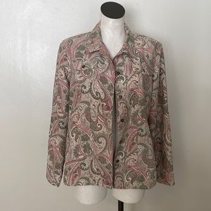 EUC Alfred Dunner Lightweight Paisley Jacket. 14